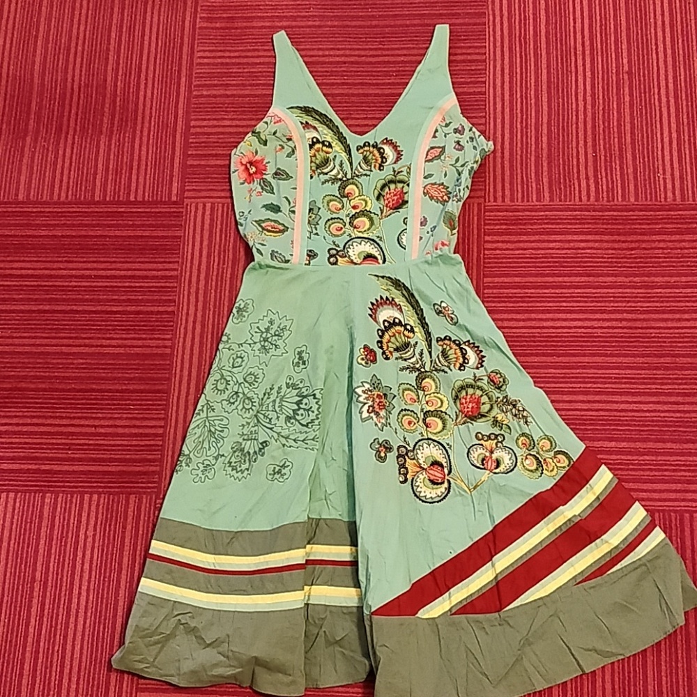Anthropologie teal flower dress